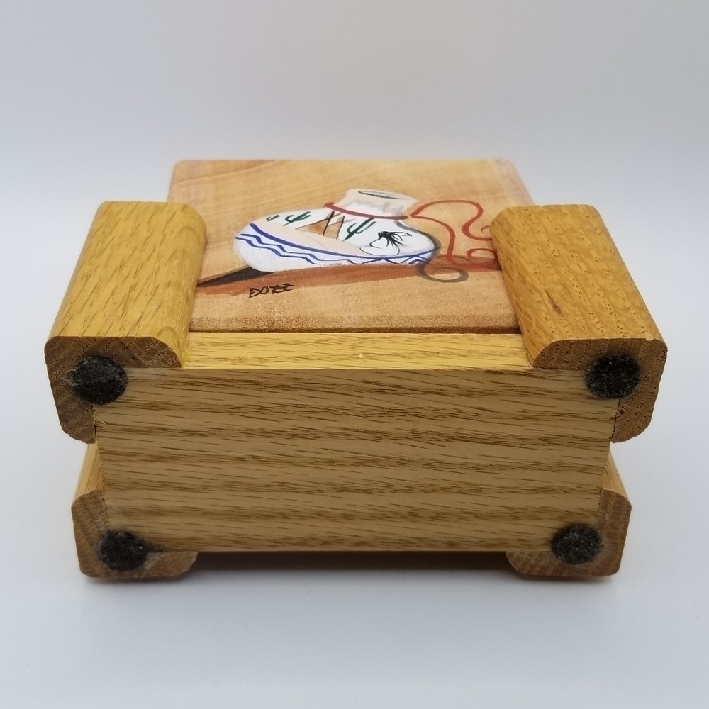Drink Beverage Coasters Hand Painted Wood Holder Native American Southwest Set 4 - Picture 9 of 11